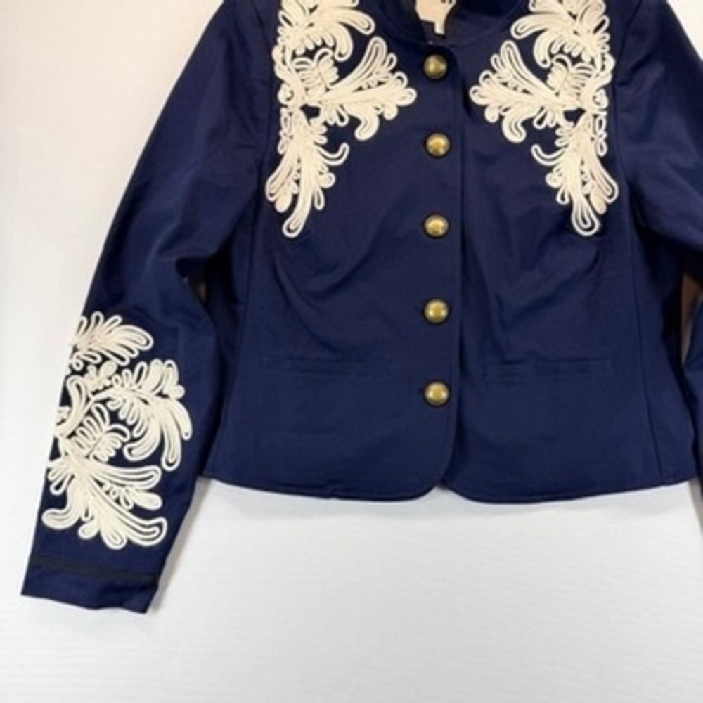 Boden Warwick Embroidered Military Jacket Navy Ivory US 10 - Picture 14 of 16